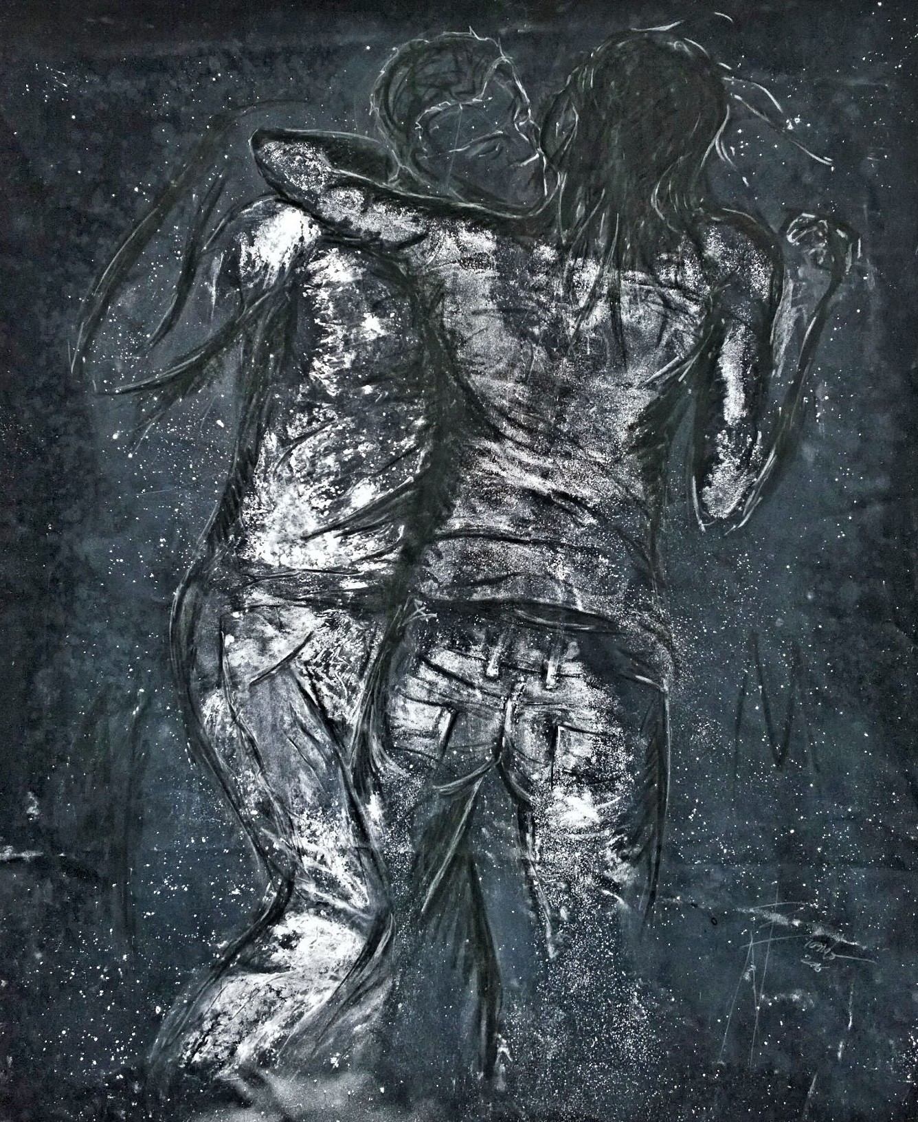 Nazareno Biondo Bacio polvere di marmo su tela 160x125cm, 2016