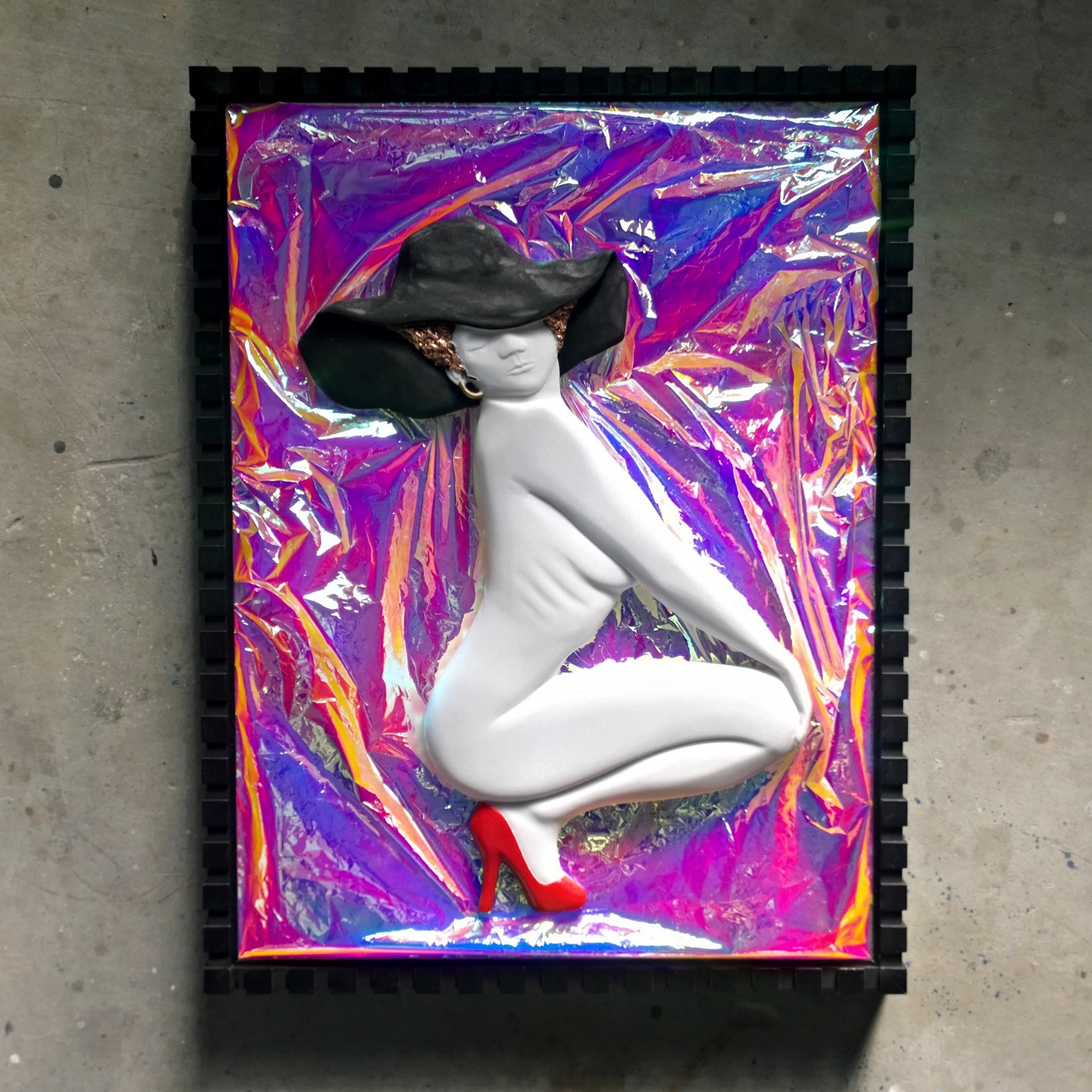Nazareno Biondo Elegant Kiss marble on frame, 85x65x7cm, 2016