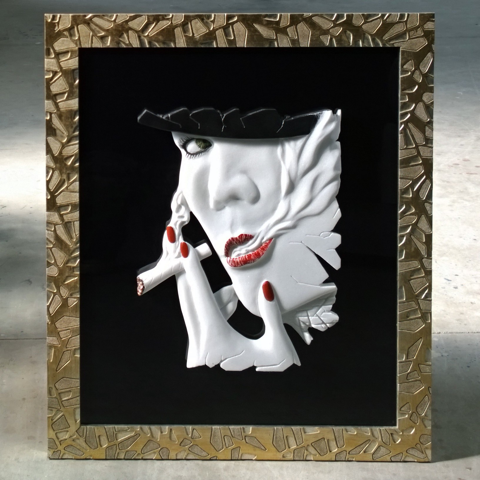 Nazareno Biondo Free Woman marble on frame 70x60x5cm 2016