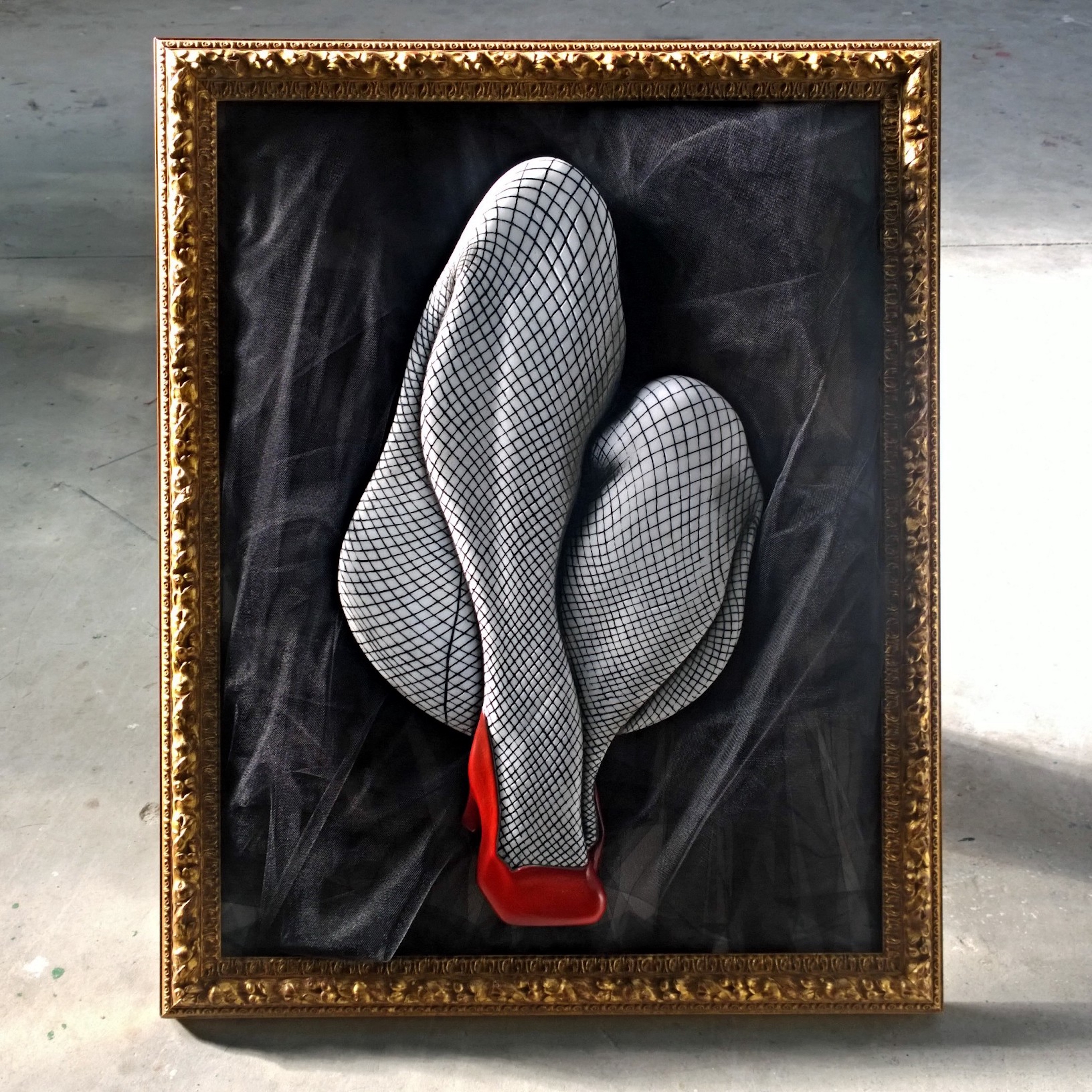 Nazareno Biondo RedShoes marble on frame, 80x65x7cm, 2016